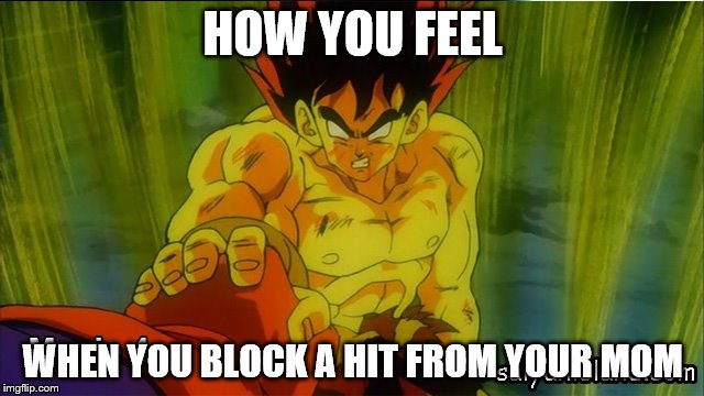 Dragon ball GT | HOW YOU FEEL; WHEN YOU BLOCK A HIT FROM YOUR MOM | image tagged in dragon ball gt | made w/ Imgflip meme maker