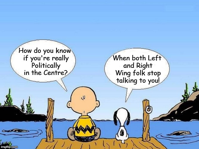 Snoopy  | How do you know if you're really Politically in the Centre? When both Left and Right Wing folk stop talking to you! | image tagged in snoopy | made w/ Imgflip meme maker