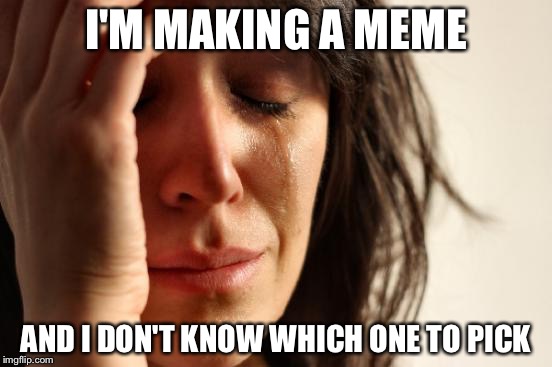 First World Problems | I'M MAKING A MEME; AND I DON'T KNOW WHICH ONE TO PICK | image tagged in memes,first world problems | made w/ Imgflip meme maker