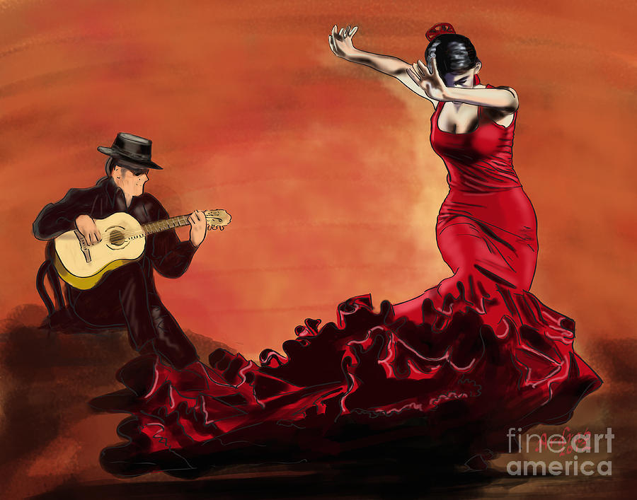 Flamenco Dancer and Guitar Player Blank Meme Template