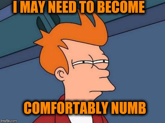 Futurama Fry Meme | I MAY NEED TO BECOME; COMFORTABLY NUMB | image tagged in memes,futurama fry | made w/ Imgflip meme maker