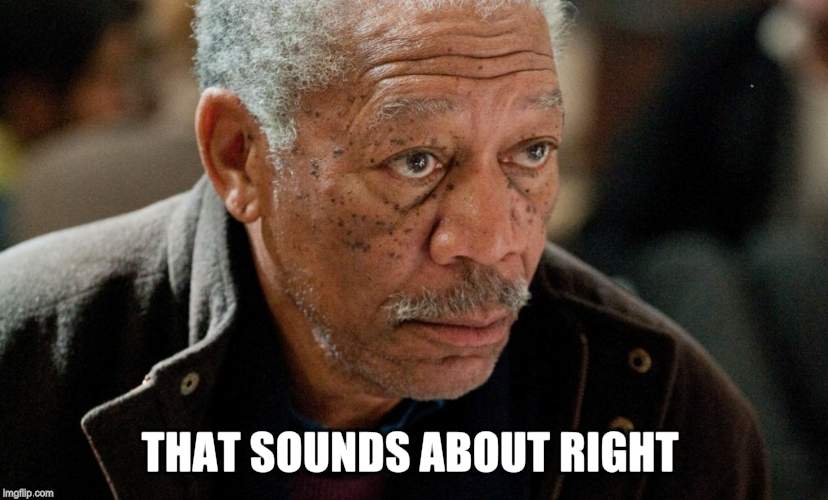 Morgan Freeman | THAT SOUNDS ABOUT RIGHT | image tagged in morgan freeman | made w/ Imgflip meme maker