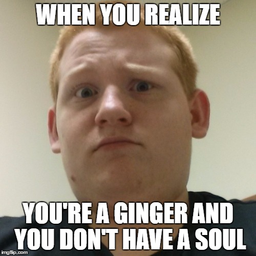 WHEN YOU REALIZE; YOU'RE A GINGER AND YOU DON'T HAVE A SOUL | image tagged in confused jesse | made w/ Imgflip meme maker