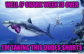WELL IF SHARK WEEK IS OVER I'M TAKING THIS DUDES SHORTS | made w/ Imgflip meme maker