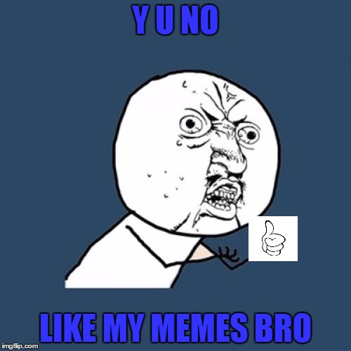 Y U No | Y U NO; LIKE MY MEMES BRO | image tagged in memes,y u no | made w/ Imgflip meme maker