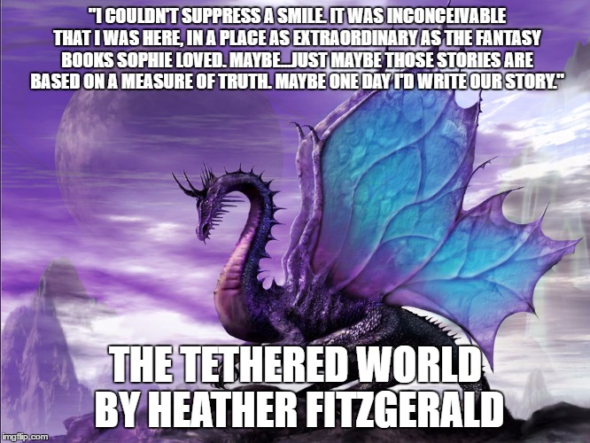 "I COULDN'T SUPPRESS A SMILE. IT WAS INCONCEIVABLE THAT I WAS HERE, IN A PLACE AS EXTRAORDINARY AS THE FANTASY BOOKS SOPHIE LOVED. MAYBE...JUST MAYBE THOSE STORIES ARE BASED ON A MEASURE OF TRUTH. MAYBE ONE DAY I'D WRITE OUR STORY."; THE TETHERED WORLD BY HEATHER FITZGERALD | image tagged in ya | made w/ Imgflip meme maker