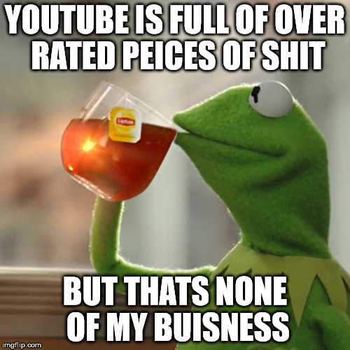 But That's None Of My Business Meme | YOUTUBE IS FULL OF OVER RATED PEICES OF SHIT; BUT THATS NONE OF MY BUISNESS | image tagged in memes,but thats none of my business,kermit the frog | made w/ Imgflip meme maker