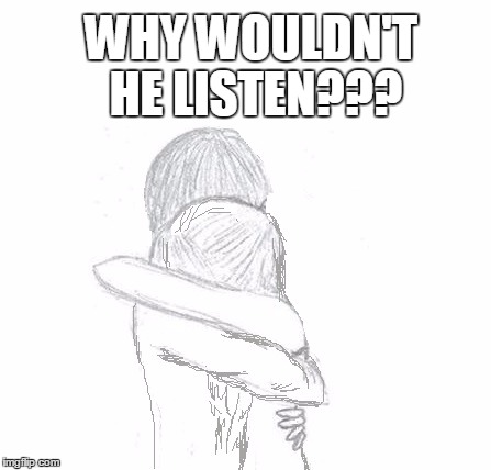 WHY WOULDN'T HE LISTEN??? | image tagged in hold | made w/ Imgflip meme maker