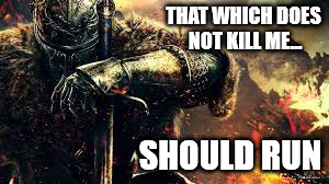 warrior | THAT WHICH DOES NOT KILL ME... SHOULD RUN | image tagged in warrior,fight | made w/ Imgflip meme maker
