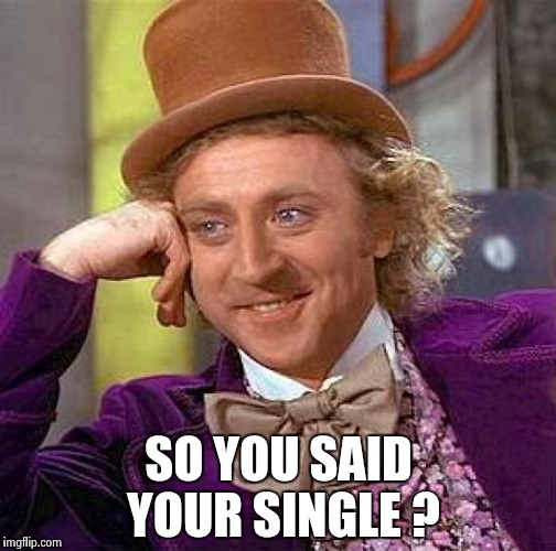 Creepy Condescending Wonka | SO YOU SAID YOUR SINGLE ? | image tagged in memes,creepy condescending wonka | made w/ Imgflip meme maker