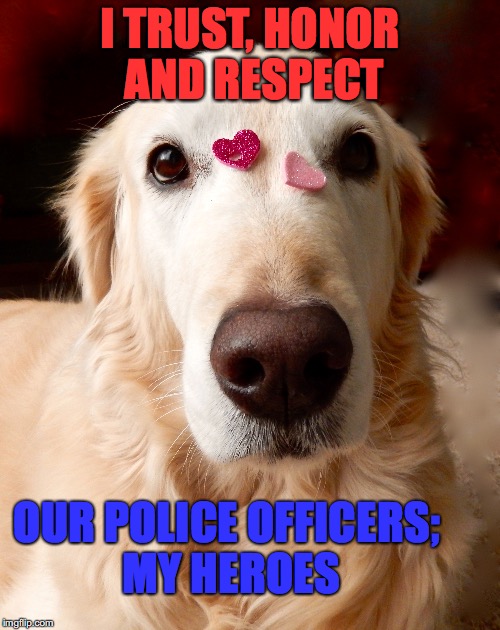 love the police | I TRUST, HONOR AND RESPECT; OUR POLICE OFFICERS; MY HEROES | image tagged in police | made w/ Imgflip meme maker