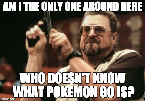 Am I The Only One Around Here Meme | AM I THE ONLY ONE AROUND HERE; WHO DOESN'T KNOW WHAT POKEMON GO IS? | image tagged in memes,am i the only one around here | made w/ Imgflip meme maker
