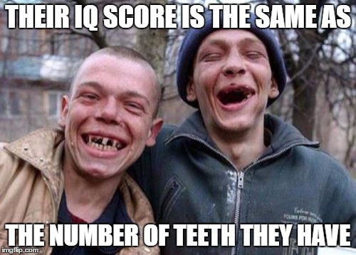 Ugly Twins Meme | THEIR IQ SCORE IS THE SAME AS; THE NUMBER OF TEETH THEY HAVE | image tagged in memes,ugly twins | made w/ Imgflip meme maker