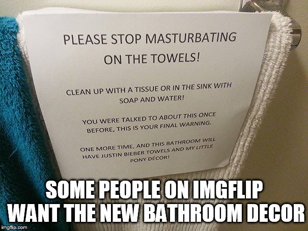 SOME PEOPLE ON IMGFLIP WANT THE NEW BATHROOM DECOR | image tagged in m | made w/ Imgflip meme maker