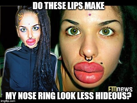 DO THESE LIPS MAKE MY NOSE RING LOOK LESS HIDEOUS? | made w/ Imgflip meme maker