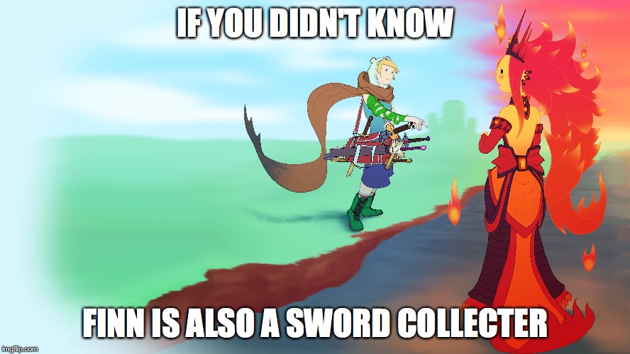 Finn the Sword Collector | IF YOU DIDN'T KNOW; FINN IS ALSO A SWORD COLLECTER | image tagged in finn,adventure time,sword collector,memes | made w/ Imgflip meme maker