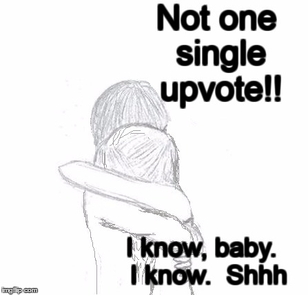 Not one single upvote!! I know, baby.  I know.  Shhh | image tagged in hold | made w/ Imgflip meme maker