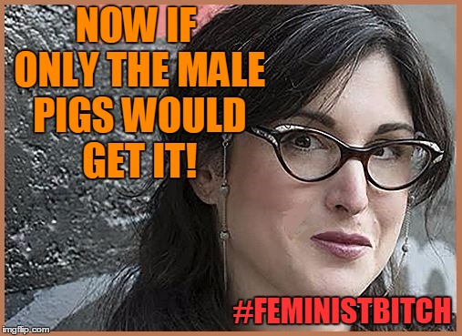 feminist Zeisler | NOW IF ONLY THE MALE PIGS WOULD GET IT! #FEMINISTB**CH | image tagged in feminist zeisler | made w/ Imgflip meme maker