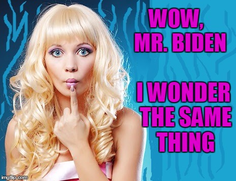ditzy blonde | WOW,  MR. BIDEN I WONDER THE SAME THING | image tagged in ditzy blonde | made w/ Imgflip meme maker