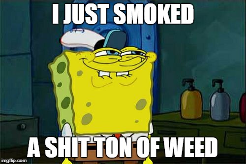 Don't You Squidward | I JUST SMOKED; A SHIT TON OF WEED | image tagged in memes,dont you squidward | made w/ Imgflip meme maker
