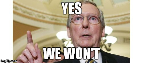 Ninja Turtle Chop Socky | YES; WE WON'T | image tagged in memes,mitch mcconnell | made w/ Imgflip meme maker