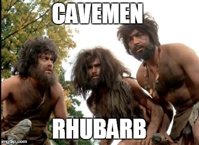 cavemen | CAVEMEN; RHUBARB | image tagged in cavemen | made w/ Imgflip meme maker