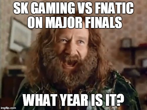 What Year Is It Meme | SK GAMING VS FNATIC ON MAJOR FINALS; WHAT YEAR IS IT? | image tagged in memes,what year is it | made w/ Imgflip meme maker