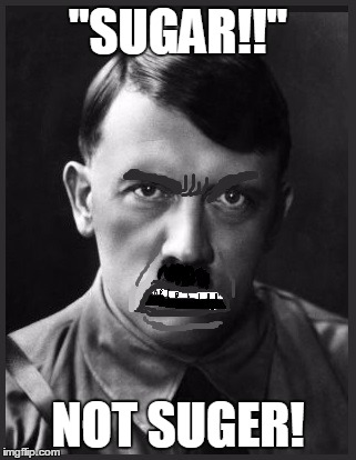 "SUGAR!!" NOT SUGER! | image tagged in spelling nazi | made w/ Imgflip meme maker