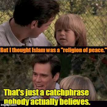 But I thought Islam was a "religion of peace." That's just a catchphrase nobody actually believes. | made w/ Imgflip meme maker
