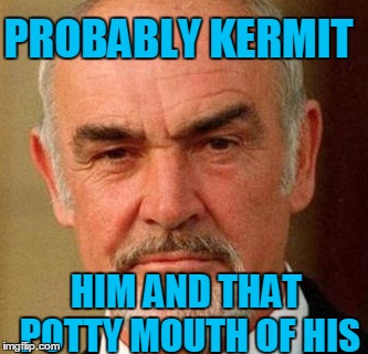 PROBABLY KERMIT HIM AND THAT POTTY MOUTH OF HIS | image tagged in connery | made w/ Imgflip meme maker