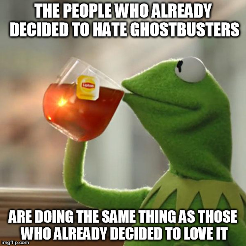 But That's None Of My Business | THE PEOPLE WHO ALREADY DECIDED TO HATE GHOSTBUSTERS; ARE DOING THE SAME THING AS THOSE WHO ALREADY DECIDED TO LOVE IT | image tagged in memes,but thats none of my business,kermit the frog | made w/ Imgflip meme maker