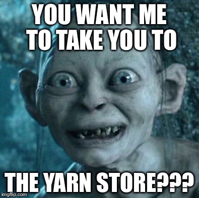 Gollum | YOU WANT ME TO TAKE YOU TO; THE YARN STORE??? | image tagged in memes,gollum | made w/ Imgflip meme maker