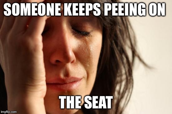 First World Problems Meme | SOMEONE KEEPS PEEING ON; THE SEAT | image tagged in memes,first world problems,AdviceAnimals | made w/ Imgflip meme maker