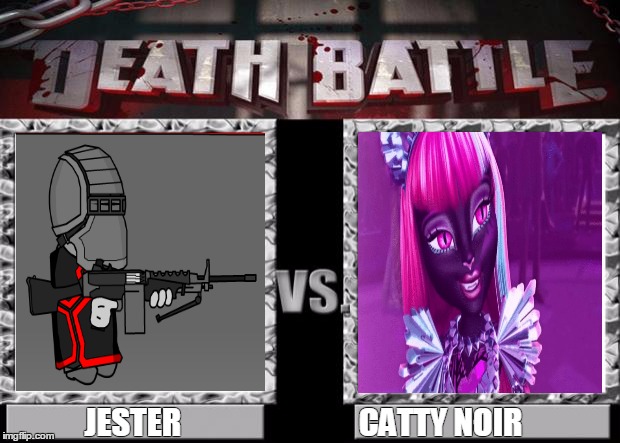 death battle | JESTER                            CATTY NOIR | image tagged in death battle | made w/ Imgflip meme maker
