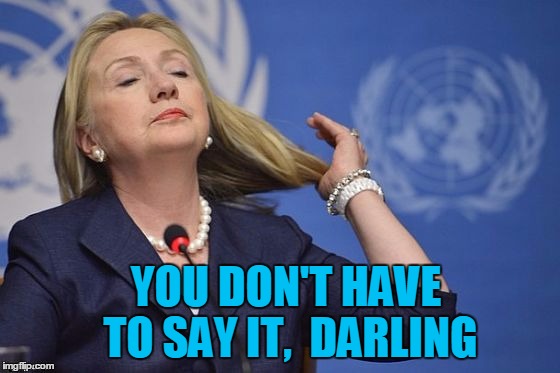 Hillary | YOU DON'T HAVE TO SAY IT,  DARLING | image tagged in hillary | made w/ Imgflip meme maker