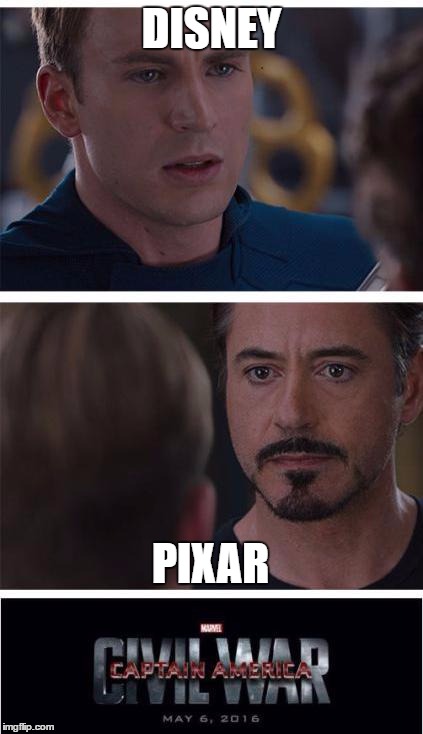 Marvel Civil War 1 | DISNEY; PIXAR | image tagged in memes,marvel civil war 1 | made w/ Imgflip meme maker