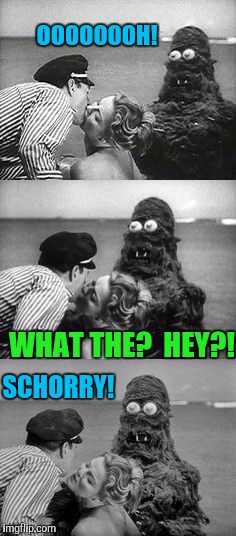 Beach Monshter! | OOOOOOOH! WHAT THE?  HEY?! SCHORRY! | image tagged in monsters | made w/ Imgflip meme maker