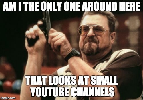 Am I The Only One Around Here Meme | AM I THE ONLY ONE AROUND HERE; THAT LOOKS AT SMALL YOUTUBE CHANNELS | image tagged in memes,am i the only one around here | made w/ Imgflip meme maker