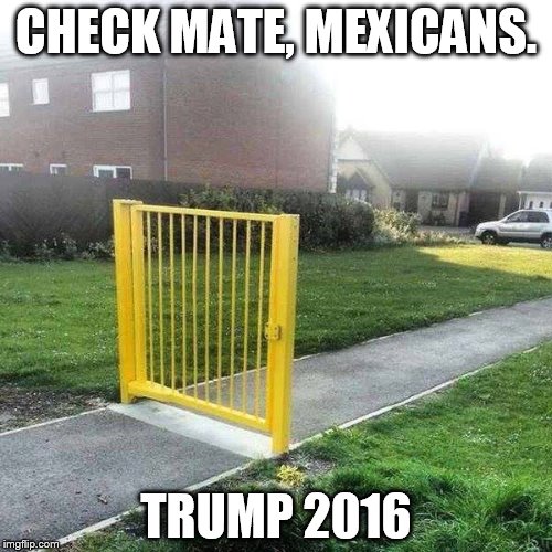Republican fences. | CHECK MATE, MEXICANS. TRUMP 2016 | image tagged in politics,trump,election 2016,immigration | made w/ Imgflip meme maker