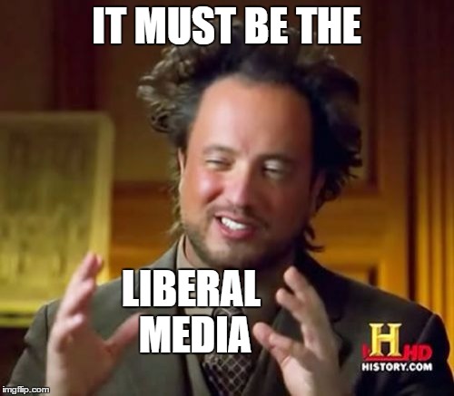 Ancient Aliens Meme | IT MUST BE THE LIBERAL MEDIA | image tagged in memes,ancient aliens | made w/ Imgflip meme maker