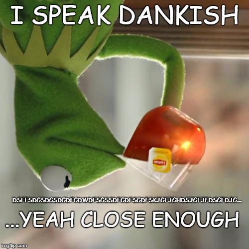 But That's None Of My Business | I SPEAK DANKISH; DSFFSDGSDGSDGDFGDWDFSGSSDFGDFSGDFSKJGFJGHDSJGFJFDSGFDJG... ...YEAH CLOSE ENOUGH | image tagged in memes,but thats none of my business,kermit the frog | made w/ Imgflip meme maker