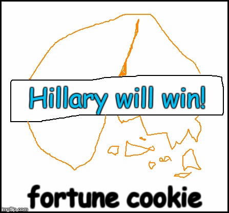 blank | Hillary will win! fortune cookie | image tagged in blank | made w/ Imgflip meme maker