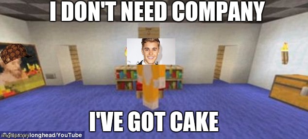 Stampy | I DON'T NEED COMPANY; I'VE GOT CAKE | image tagged in stampy,scumbag | made w/ Imgflip meme maker