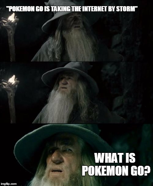 ?????????????? | "POKEMON GO IS TAKING THE INTERNET BY STORM"; WHAT IS POKEMON GO? | image tagged in memes,confused gandalf,pokemon go | made w/ Imgflip meme maker