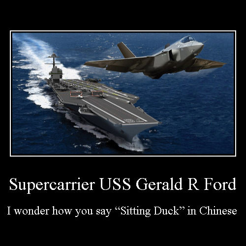 坐鸭 | image tagged in funny,demotivationals,dark humor,navy,aircraft carrier,sitting duck | made w/ Imgflip demotivational maker