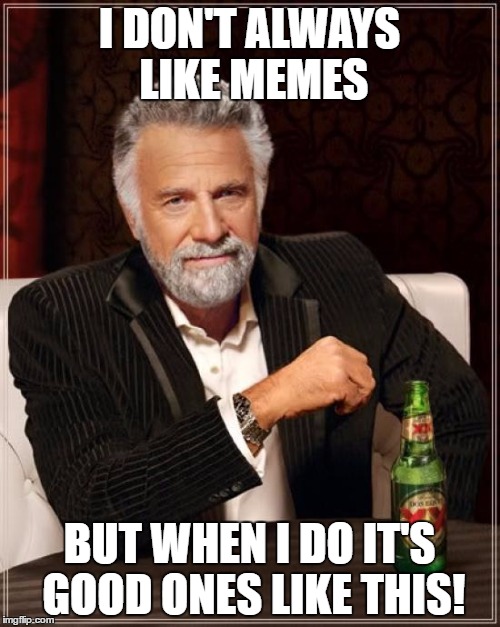 The Most Interesting Man In The World Meme | I DON'T ALWAYS LIKE MEMES BUT WHEN I DO IT'S GOOD ONES LIKE THIS! | image tagged in memes,the most interesting man in the world | made w/ Imgflip meme maker