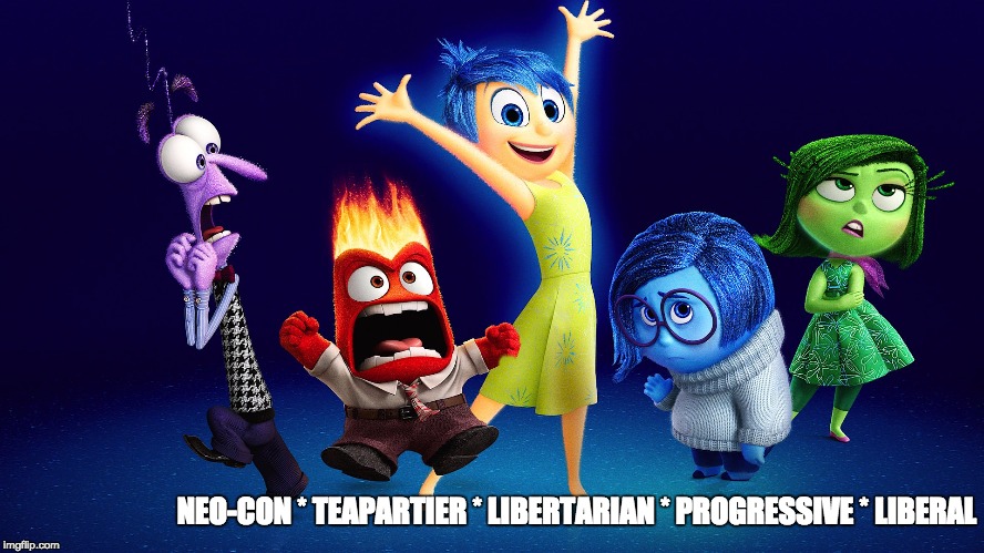 The Right to Left Spectrum (Fear, Anger, Joy, Sadness, Disgust) | NEO-CON * TEAPARTIER * LIBERTARIAN * PROGRESSIVE * LIBERAL | image tagged in political spectrum,conservative,liberal,tea party,neo-con | made w/ Imgflip meme maker