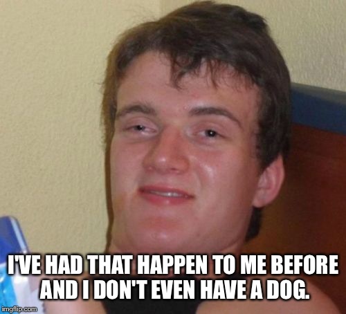 10 Guy Meme | I'VE HAD THAT HAPPEN TO ME BEFORE AND I DON'T EVEN HAVE A DOG. | image tagged in memes,10 guy | made w/ Imgflip meme maker