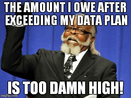 Too Damn High Meme | THE AMOUNT I OWE AFTER EXCEEDING MY DATA PLAN; IS TOO DAMN HIGH! | image tagged in memes,too damn high,AdviceAnimals | made w/ Imgflip meme maker