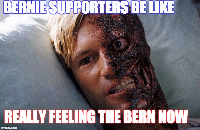 Feeling Bern'd | BERNIE SUPPORTERS BE LIKE; REALLY FEELING THE BERN NOW | image tagged in bernout,bernie sanders,hillary clinton,donald trump,politics | made w/ Imgflip meme maker